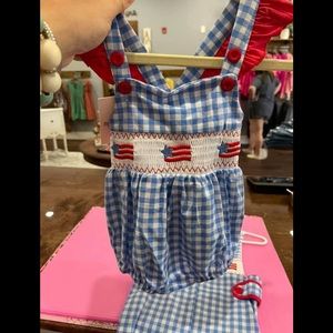 Fourth of July baby girl bubble outfit